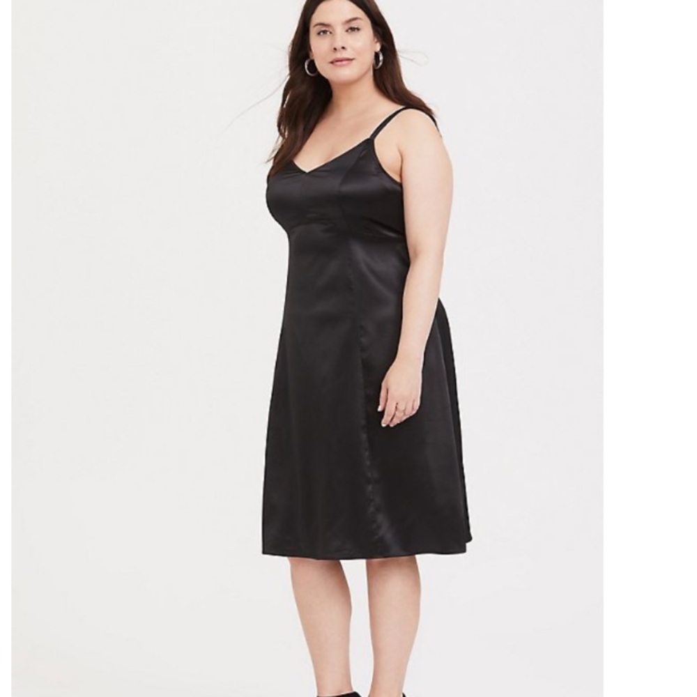 Torrid black satin A-line slip dress. Size 1.  NWT.